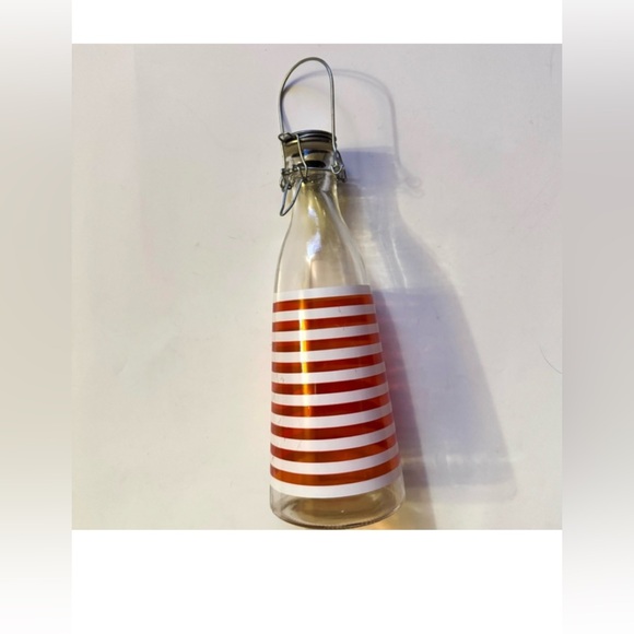 Red and White Striped Glass Bottle with Metal Locking  Sealed Closure - Picture 7 of 7